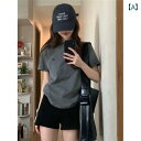 レディース トップス センス ユニークな 刺繍 ラウンドネック 綿 半袖 Tシャツ レディース 夏 2025 ゆったり スリム ショルダー トップ