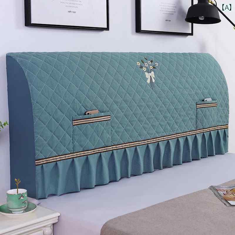 ベット カバー オシャレ キルティングと 厚手 ヘッド ボード チャイナ風 フル カバー 無垢材 刺繍入り ..