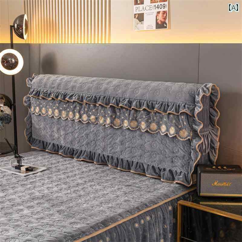 ベット カバー オシャレ 秋冬 色 ミルク ベルベット キルティング 厚手 ベッド ヘッド カバー ソフト ..