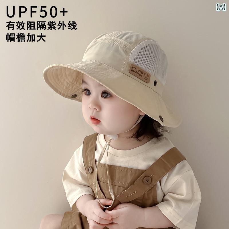 キッズ 幼児 帽子 子供用 帽子 夏用 薄手 メッシュ 通気性 つば 広 紫外線 防止 フィッシャーマン ハッ..