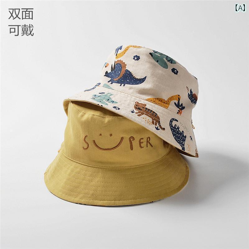 キッズ 幼児 帽子 春秋 夏の 赤ちゃんの 両面 日焼け防止 漁師の 帽子 薄手 かわいい 日よけ 男の子