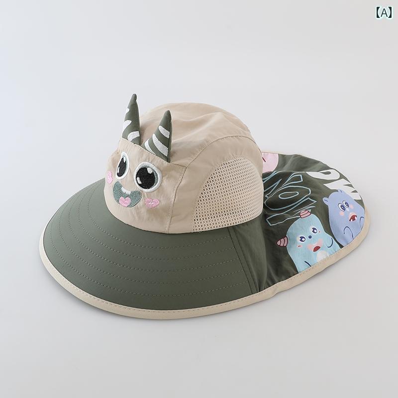 キッズ 幼児 帽子 ベビー サンハット 夏 男の子 ネック ショール 薄型 子供 メッシュ 漁師