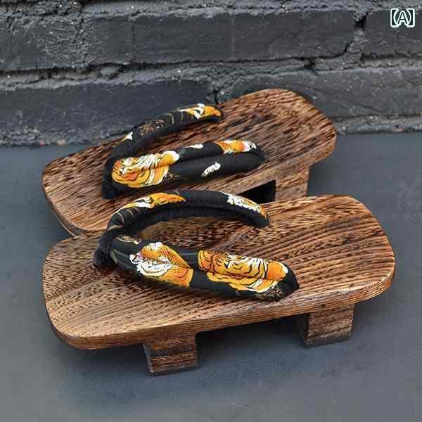 オシャレ サンダル スリッパ 韓 進 チャイナ風 二本 歯 下駄 男性用 木製 スリッパ 中国 ビーチ サンダ..