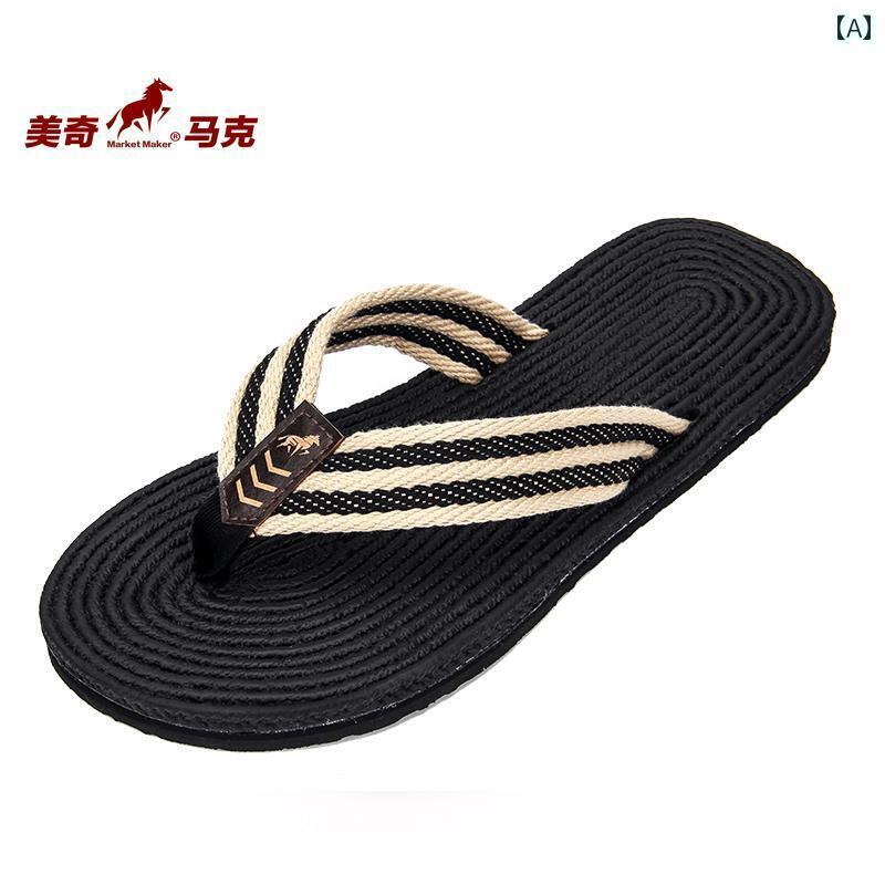 オシャレ サンダル スリッパ ビーチ サンダル メ ンズ 滑り止め シューズ 夏 リネン パターン アウター..