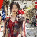 レディース オシャレ スカーフ 女性用 ボヘミアン 赤い 旅行用 ショール アウターウェア 高級 レトロ エスニックの マント