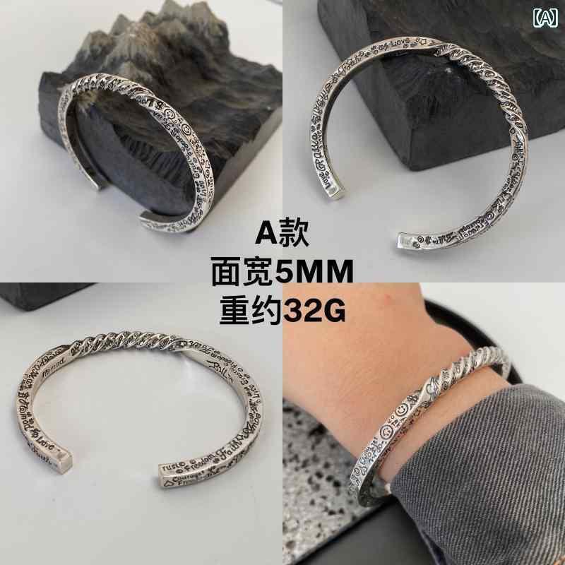 ブレスレット バングル オシャレ 異なる 銀細工 師の 韓国 925 スター リング シルバー レトロ ライト..