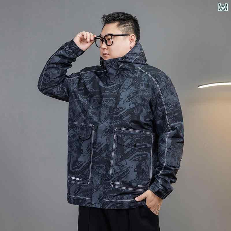 カモフラ 迷彩 おしゃれ 春秋 迷彩 ジャケット メンズ フード付き 大きめ サイズ 太った 男の