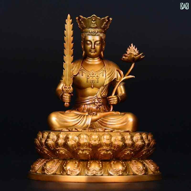 インテリア オブジェ おしゃれ 全 銅製 車 センターコンソール 仏像 十二支 出生 仏 許 空 蔵 文殊菩薩..