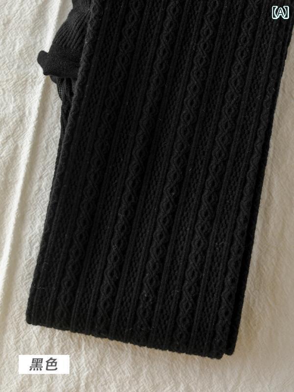 レディース パンツ レディース 女性用 レトロ ツイスト スレッド レギンス 春秋 ハイウエスト 腹 薄 ベルベット 和風 縦縞 ニット パン スト