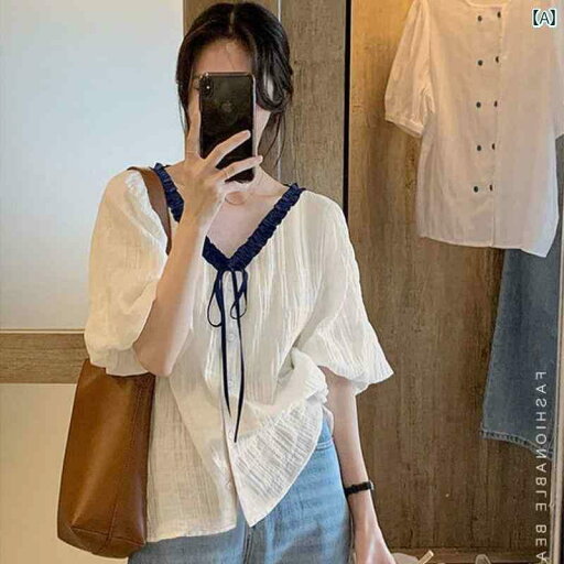 レディース トップス かわいい 特大 サイズ 300ポンド フェアリー シフォン Vネック シャツ 太い mm ゆったり シック 半袖 トップス レディース トップス かわいい 特大 サイズ 300ポンド フェアリー シフォン Vネック シャツ 太い mm ゆったり シック 半袖 トップス