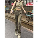 レディース パンツ オシャレ アメリカン ストリート アーミーグリーン ハイウエスト フレア ワークウェア ジーンズ レディース 春 小柄 スリムフィット パン...