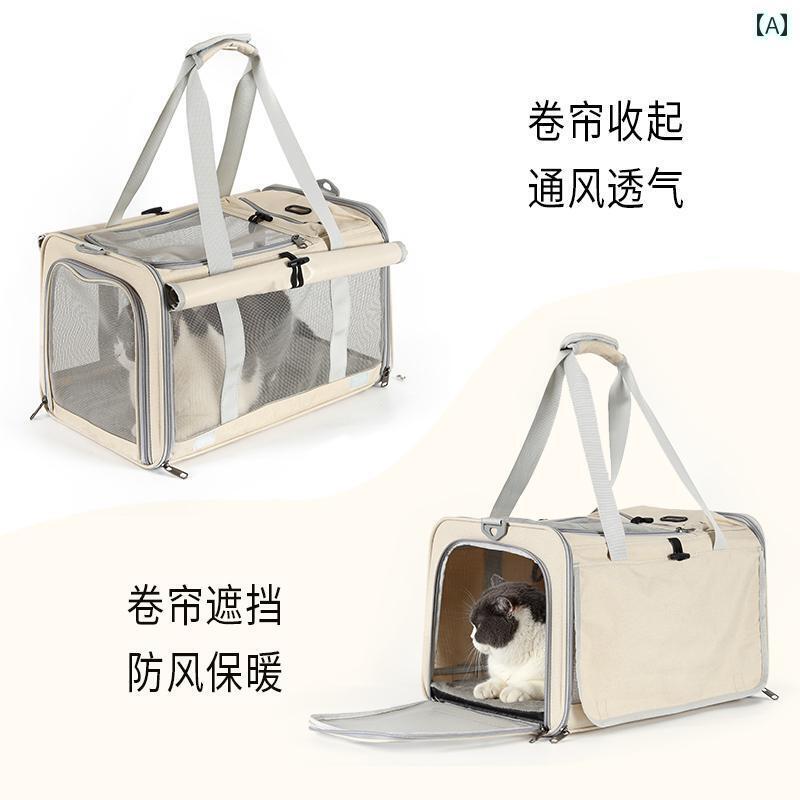 愛犬 ペット 鞄 リュック 冬用 猫用 バッグ 持ち 運びに 便利で 軽量 2匹用大容量 犬用 ペット用 ストレス 解消(4)