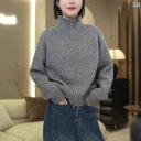 レディース トップス かわいい 女性用 グレー タートルネックセーター 2025 春 スタイル スタンドカラー コートで スタイリッシュな レイヤリング シャツ...