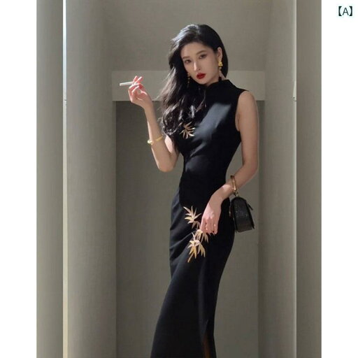 レディース ワンピース かわいい の レディース 魅力的な スカート レトロ ノースリーブ スリム ヒップ 中国 ドレス 2025 春 レディース ワンピース かわいい の レディース 魅力的な スカート レトロ ノースリーブ スリム ヒップ 中国 ドレス 2025 春
