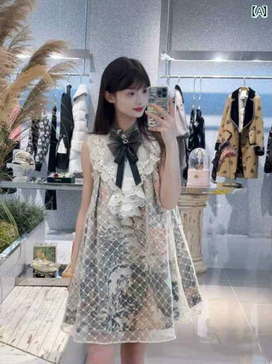 レディース ワンピース かわいい ルル 婦人服 2025 春 フレンチ レトロ ノースリーブ ゆったり 刺繍 ワンピース ミディアム サイズ レディース レディース ワンピース かわいい ルル 婦人服 2025 春 フレンチ レトロ ノースリーブ ゆったり 刺繍 ワンピース ミディアム サイズ レディース