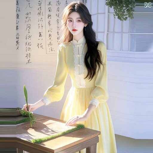レディース ワンピース 2025年 早春型 淑女 高級 感 美麗 ホット イエロー ドレス ウエスト インナー スカート 女性 レディース ワンピース 2025年 早春型 淑女 高級 感 美麗 ホット イエロー ドレス ウエスト インナー スカート 女性