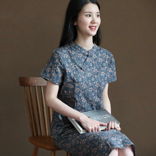 レディース ワンピース 35年 Q 892 レトロ チャイナ風 チャイナ ドレス スカート 綿 文学 ゆったり ミドル 丈 夏 レディース ワンピース 35年 Q 892 レトロ チャイナ風 チャイナ ドレス スカート 綿 文学 ゆったり ミドル 丈 夏