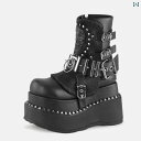 ゴシック パンク ビッグ トゥ ブーツ プラット フォーム ソール ハイカット ストライプ サブカルチャー ヘビー スカル スタッズ 厚底 レディース