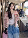 レディース トップス オシャレ 春 の ストライプ 長袖 ニットカーディガン レディース 春 シャネル スタイル スイートな セーター コート ショート 丈で ...