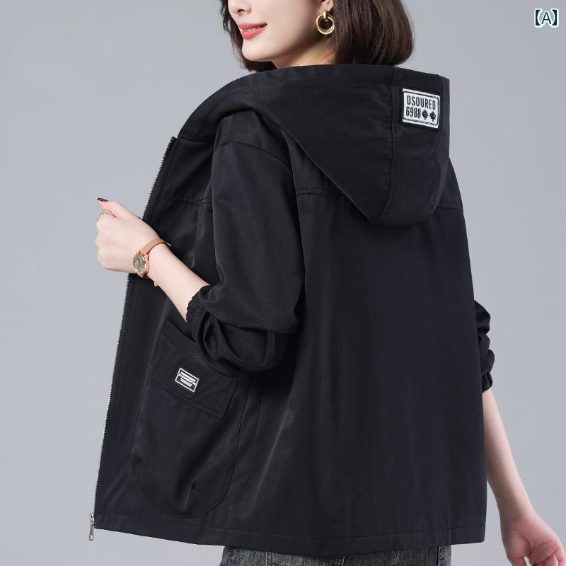 レディース トップス オシャレ レディース ショート ウィンドブレーカージャケット 春秋 韓国 ゆったり カジュアル 万能 洋風 年齢 軽減 中年 マザー ジャケット