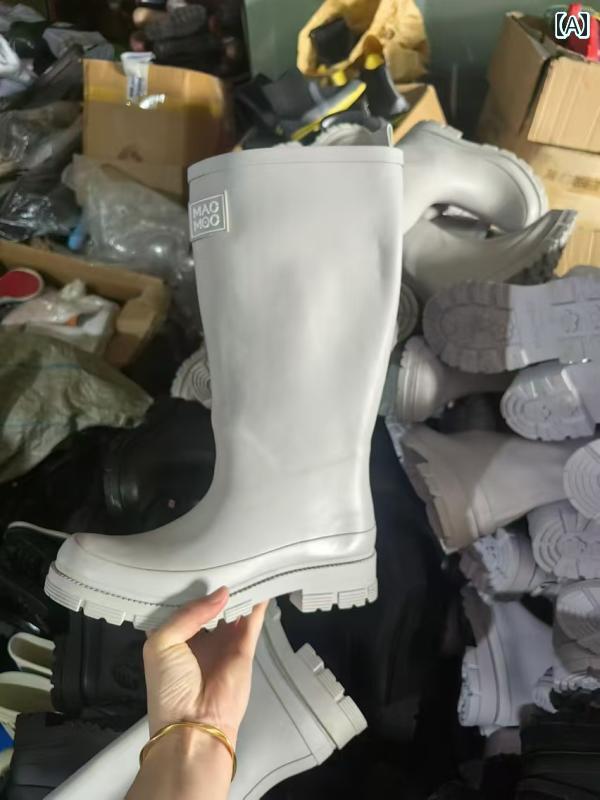 履きやすい 長靴 おしゃれ 少し 傷の ある 春秋 ハイカット レディース レインブーツ オーバー シューズ ウォーター シューズな 防水 滑り止め ゴム 靴