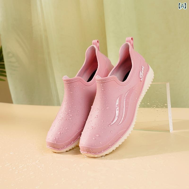 履きやすい 長靴 おしゃれ 春秋 レインブーツ レディース 浅い 口 防水 滑り止め ファッション ぺたんこ ショート 耐摩耗 キッチン 作業 ゴム 靴
