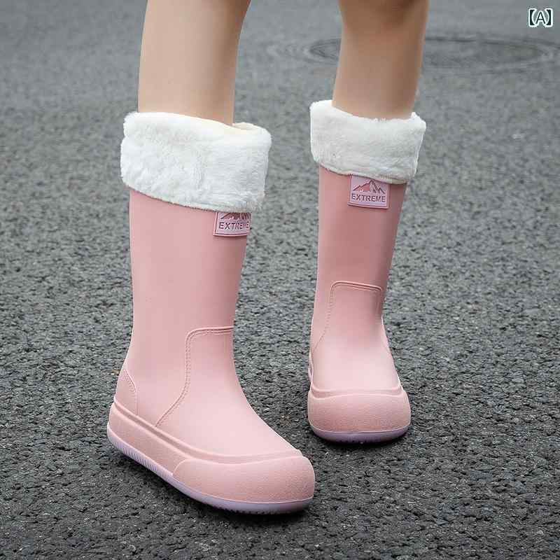 履きやすい 長靴 おしゃれ 女性用 レインブーツ 大人用 2025年新 スタイル ミドル 滑り止め 冬 裏起毛 暖かい 防水 靴 ゴム