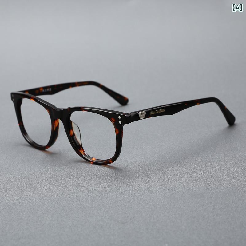 おしゃれ 眼鏡 ム チュアン 近視 メガネ メンズ べっ甲 カラー レトロ フレーム 厚手 プレートは 度 付き レンズと 合わせる ことが できます 黒 レディース