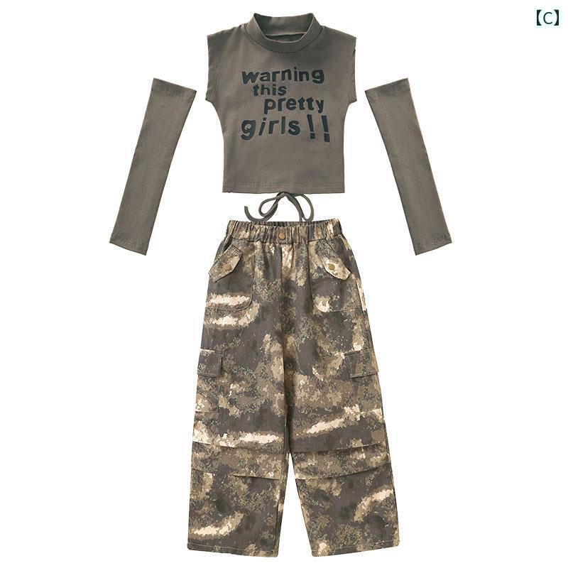 セットアップ キッズ おしゃれ 子供用 ジャズ ダンス パフォーマンス 服 女の子用 キャットウォーク ファッション トレーニング ヒップ ホップ ストリート スーツ