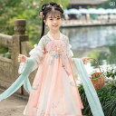 セットアップ キッズ コスプレ 子供用 漢服 女の子 中秋 節 フェアリー スカート 秋 チャイナ風 コスチューム ドレス 翡翠 ウサギ 嫦 娥 パフォーマンス(3)