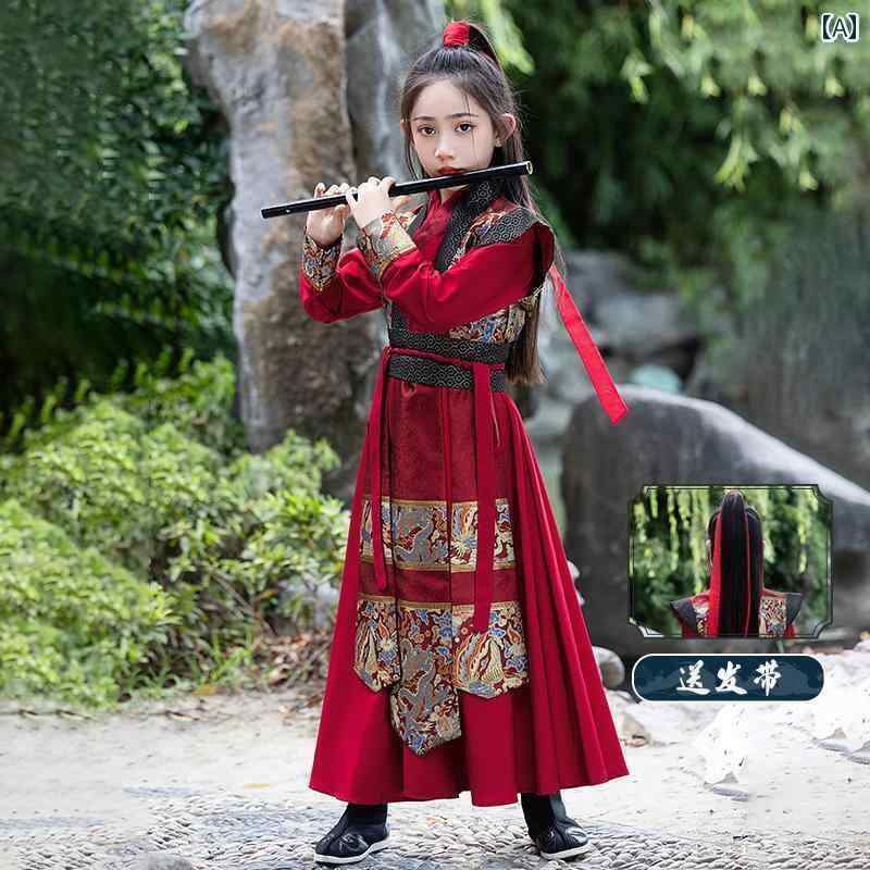 セットアップ キッズ コスプレ 女の子 漢服 花木 蘭 衣装 女性 ヒーロー スタイル 武術 ムーグ イイン 男の子 将軍 子供 パフォーマンス レトロ トビウオ