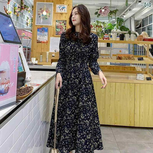 レディース ワンピース かわいい 早春の フレンチ 花柄 シフォンワンピース 2025 レディース 春秋 長袖 ロング スタイル ハイエンド スカートで 肌を カバー レディース ワンピース かわいい 早春の フレンチ 花柄 シフォンワンピース 2025 レディース 春秋 長袖 ロング スタイル ハイエンド スカートで 肌を カバー