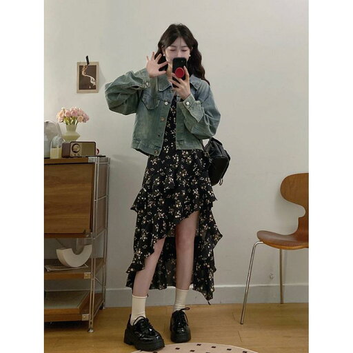 レディース ワンピース かわいい 春の レディース 大きいサイズ フランスの 不規則な 花柄の ドレス 太った 女の子 シックで 美しい サスペンダー スカート お腹を カバー し スリムさを 見せる レディース ワンピース かわいい 春の レディース 大きいサイズ フランスの 不規則な 花柄の ドレス 太った 女の子 シックで 美しい サスペンダー スカート お腹を カバー し スリムさを 見せる