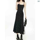 レディース ワンピース かわいい ティーブレイク フレンチ 黒の 花柄 サスペンダー ドレス 女性 夏 2025 ウエスト ロング スカート セクシー ヒップ フィッシュ テール