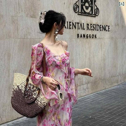 レディース ワンピース かわいい フェアリーのの 高級 シルク ピンクの 花柄 長袖 桑 絹 ドレス 女性 夏 2025 春 ロング スカート レディース ワンピース かわいい フェアリーのの 高級 シルク ピンクの 花柄 長袖 桑 絹 ドレス 女性 夏 2025 春 ロング スカート