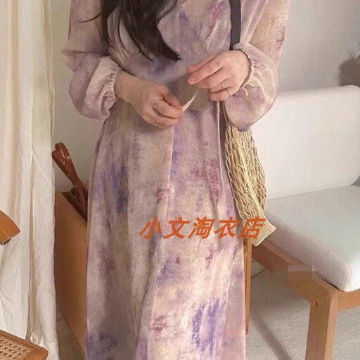 レディース ワンピース かわいい 世界の 美しい 水墨 画 2025 春夏 韓国 フランスの 優しい 油絵 風 Vネックの 汚れた 花柄 ワンピース レディース ワンピース かわいい 世界の 美しい 水墨 画 2025 春夏 韓国 フランスの 優しい 油絵 風 Vネックの 汚れた 花柄 ワンピース