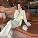 レディース おしゃれ 韓国 で ハイエンド スポーツ カジュアル 韓国 ホットな 配色 スウェットシャツ ワイド レッグ パンツ ツーピース セットの 完全な ...