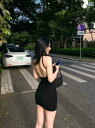 レディース トップス オシャレ 韓国 と アメリカ 魅惑的 黒の ホルターネック ドレス レディース 夏の 湯たんぽ 背中の 開いた タイトな 底 ヒップライン...