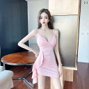 レディース かわいい 太った mm 300 ポンド 大きめ サイズ 女性用 ローカット ドレス 胸元が 露出 した Vネックの サスペンダー スカート 夏用 バ...