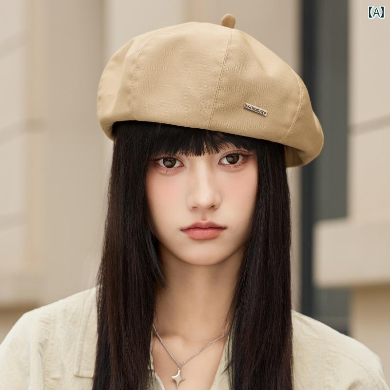 帽子 オシャレ レディース メンズ イギリス 風 レトロ ベレー 帽 レディース 春夏 韓国 フェイス 小夏 ペインター ハット(4)