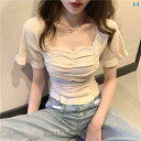 レディース トップス かわいい 春夏 優しい フレンチ パフ スリーブ ショート スクエア カラー トップ レディース 夏の 思慮 深いので 大人 シャツ