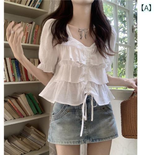 レディース トップス かわいい 春夏 センスの ある フレンチスクエア ネックの フリル シフォン 半袖 シャツ 女性 2025 夏 大きいサイズ 脂肪 mm カバー お腹 痩せ トップス レディース トップス かわいい 春夏 センスの ある フレンチスクエア ネックの フリル シフォン 半袖 シャツ 女性 2025 夏 大きいサイズ 脂肪 mm カバー お腹 痩せ トップス