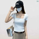 レディース トップス かわいい 春夏 夏の 白い 精巧の な ユニークな 半袖 スクエアネック Tシャツ レディース ホット ガール フレンチ トップ