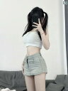 レディース スカート かわいい 小柄な 女性向け ライト カラーの デニムスカート 魅惑的 ハイウエストで スリム ヒップを 包む ミニ スカート aラインの ...