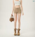 レディース スカート ショートパンツ アメリカン カーキ ハイウエスト デニムショートパンツ レディース 2025 春夏 ホット ガールズ スリム 伸縮性 細 ...