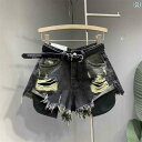 レディース スカート ショートパンツ 漏れやすい ポケット 付き ストリート 着用 ウォッシュ 加工 ライト ブルー デニムショートパンツ 2024夏 ホット ...
