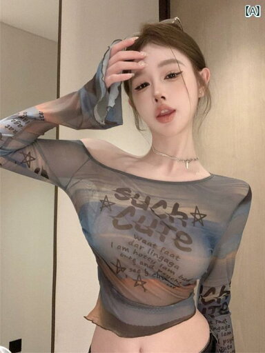 レディース トップス 夏の レディース 不規則な 斜めの 肩の タイ ダイ トップス 冷感の 日焼け防止 ブラウス 長袖 Tシャツ ホット ガール メッシュ レイヤリング シャツ 薄手 レディース トップス 夏の レディース 不規則な 斜めの 肩の タイ ダイ トップス 冷感の 日焼け防止 ブラウス 長袖 Tシャツ ホット ガール メッシュ レイヤリング シャツ 薄手