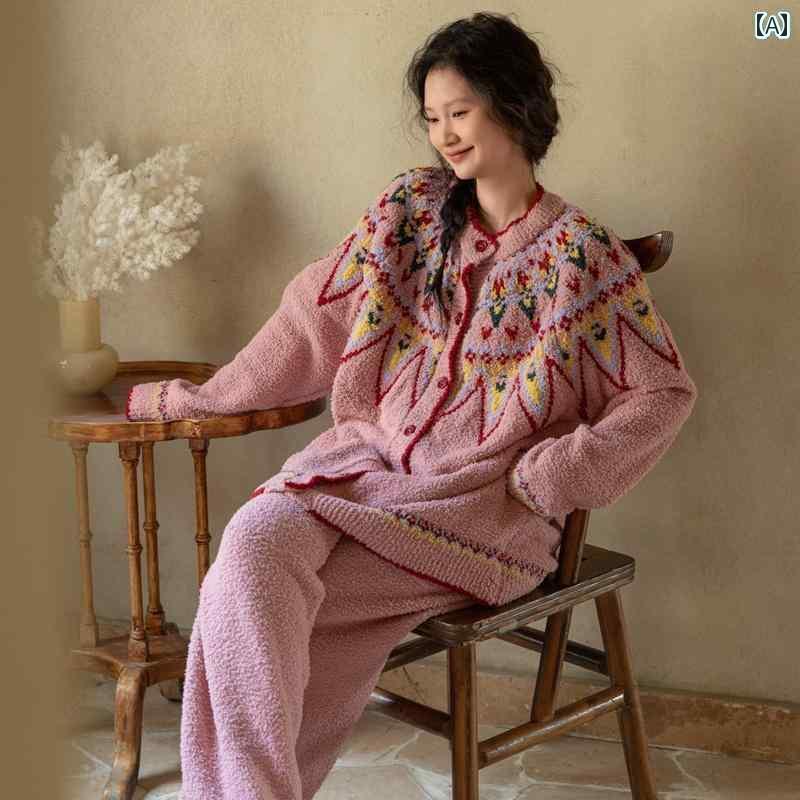 楽天willあさひ楽天市場店レディース ルームウェア かわいい 女性用 ハーフ エッジ ベルベット パジャマ 秋冬 2025新 スタイルは 外で 着用 できます 大きいサイズ コーラル フリース ホーム 服 スーツ 冬