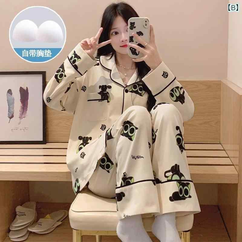 レディース ルームウェア かわいい パンダ パジャマ レディース 春秋冬 胸 パッド 付き 高級 スーツ 夏 かわいい 2025 家 着