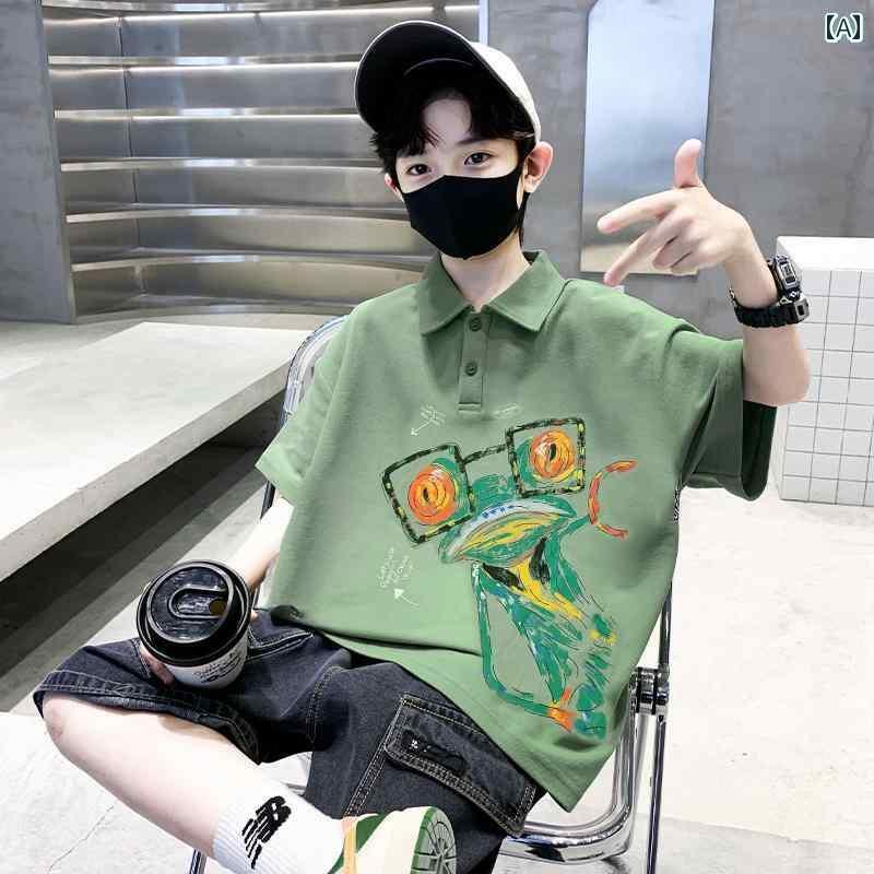 子供服 かわいい おしゃれ 子供服 男の子 夏服 綿 半袖 Tシャツ 2024 スタイル中 大型 子供の 夏の ポ..